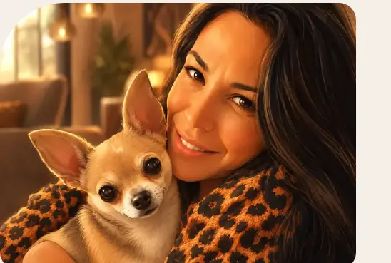 Esra met een Chihuahua bij Casa